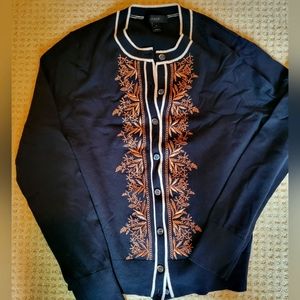 Embroidered merino wool cardigan